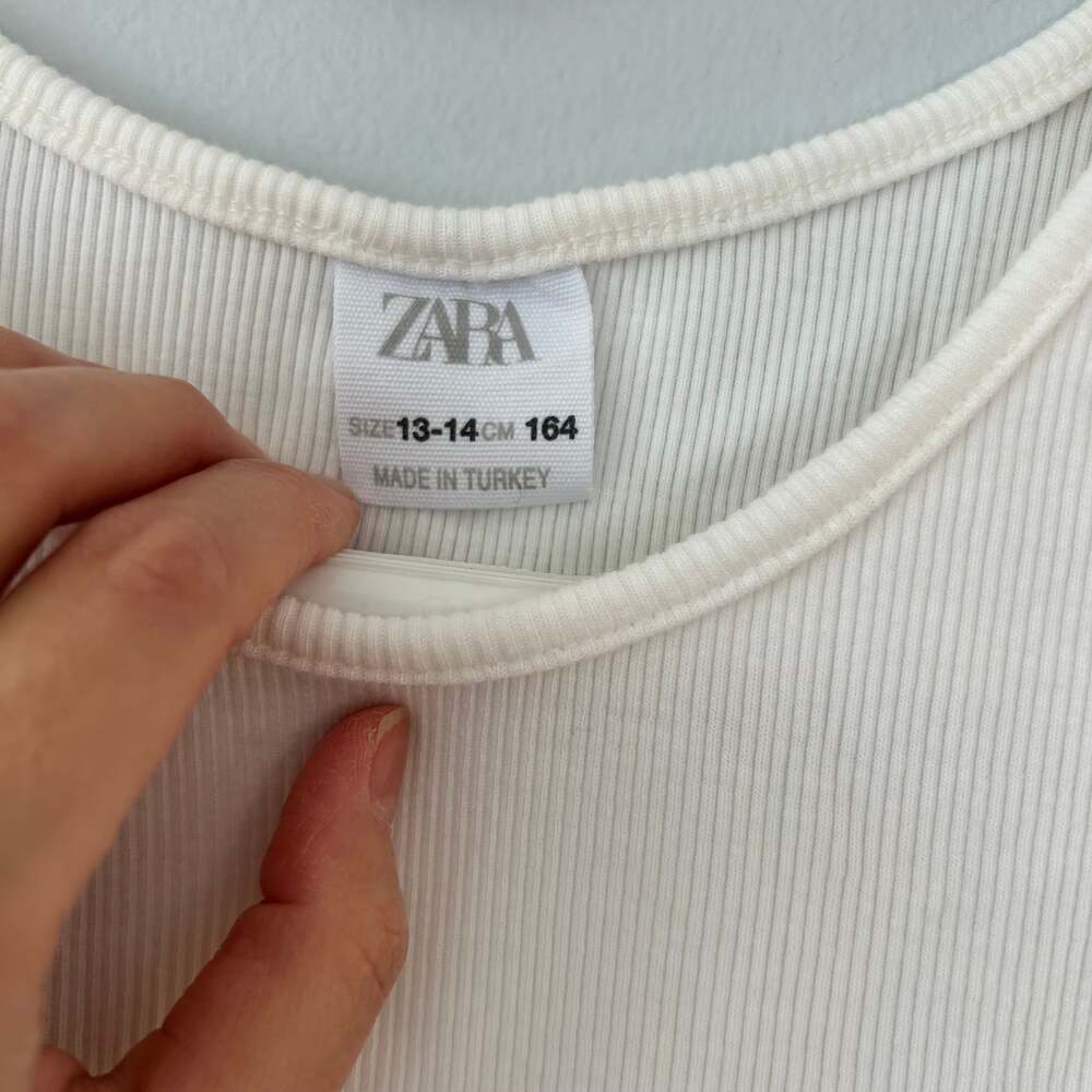 ZARA Girls White Balloon Hem Dress 13-14 / 164 cm Sleeveless Cotton Blend D52 - Picture 2 of 5